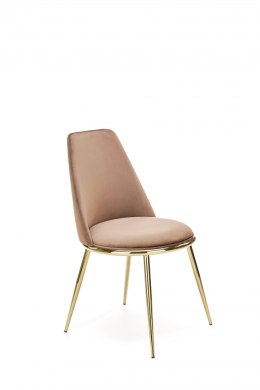 Halmar K460 krzesło beżowe materiał: tkanina velvet / nogi metal złote