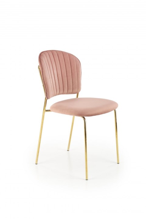 Halmar K499 krzesło różowy, materiał: tkanina - velvet / stal chromowana złoty Halmar K499 krzesło różowy, materiał: tkanina - velvet / stal chromowana złoty