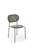 Halmar K524 krzesło zielony, materiał: eko skóra / rattan syntetyczny / polipropylen / stal malowana proszkowo Halmar K524 krzesło zielony, materiał: eko skóra / rattan syntetyczny / polipropylen / stal malowana proszkowo