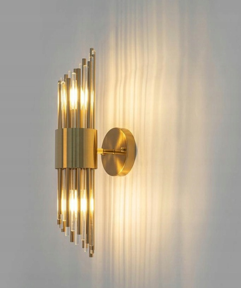 KINKIET LAMPA ŚCIENNA AMADEO ZŁOTA metal KLOSZE KRYSZTAŁOWE E14 King Home nowoczesna i elegancka KINKIET LAMPA ŚCIENNA AMADEO ZŁOTA metal KLOSZE KRYSZTAŁOWE E14 King Home nowoczesna i elegancka