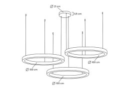 King Home Lampa wisząca RING 100 + 100 + 100 złota na jednej podsufitce