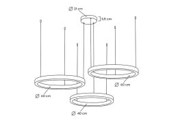 King Home Lampa wisząca RING 40 + 60 + 60 złota na jednej podsufitce