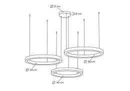 King Home Lampa wisząca RING 40 + 60 + 80 złota na jednej podsufitce