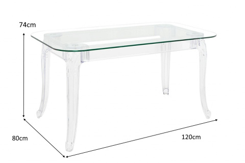King Home Stół KING 120 prostokątny transparentny - podstawa poliwęglan, blat szkło hartowane King Home Stół KING 120 prostokątny transparentny - podstawa poliwęglan, blat szkło hartowane