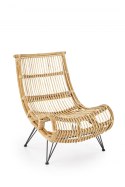 Halmar MELODY fotel wypoczynkowy, rattan naturalny, nogi metal czarny Halmar MELODY fotel wypoczynkowy, rattan naturalny, nogi metal czarny