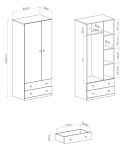 Meblar Szafa PIXEL PX3 Dąb biszkoptowy /Biały lux /Szary szafa młodzieżowa półki i drążek- do pokoju nastolatka płyta laminowana Meblar Szafa PIXEL PX3 Dąb biszkoptowy /Biały lux /Szary szafa młodzieżowa półki i drążek- do pokoju nastolatka płyta laminowana
