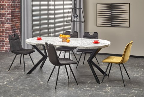 HALMAR stół PERONI rozkładany 100-250x100 płyta meblowa okleinowana biały marmur - stelaż czarny stal malowana proszkowo HALMAR stół PERONI rozkładany 100-250x100 płyta meblowa okleinowana biały marmur - stelaż czarny stal malowana proszkowo