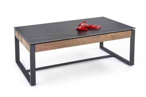 ŁAWA PROSTOKĄTNA 121x61 SPIEK czarny marmur / MDF orzechowy RAMONA HALMAR STELAŻ METALOWY CZARNY DO SALONU DO POKOJU ŁAWA PROSTOKĄTNA 121x61 SPIEK czarny marmur / MDF orzechowy RAMONA HALMAR STELAŻ METALOWY CZARNY DO SALONU DO POKOJU