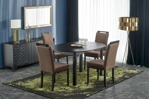 HALMAR stół RINGO okrągły kolor blat czarny, nogi - czarny (102-142x102x76 cm) płyta meblowa okleinowana MDF okleinowany HALMAR stół RINGO okrągły kolor blat czarny, nogi - czarny (102-142x102x76 cm) płyta meblowa okleinowana MDF okleinowany