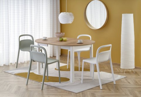 HALMAR stół RINGO okrągły rozkładany kolor blat dąb craft nogi - biały (102-142x102x76 cm) płyta meblowa okleinowana HALMAR stół RINGO okrągły rozkładany kolor blat dąb craft nogi - biały (102-142x102x76 cm) płyta meblowa okleinowana