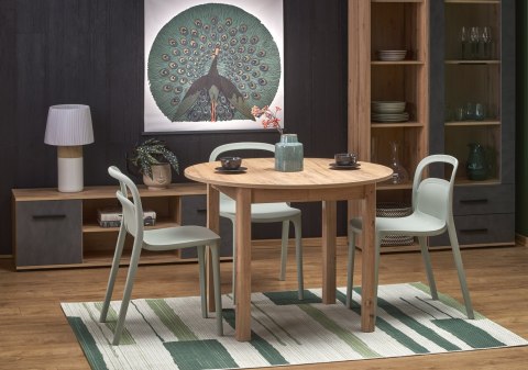 HALMAR stół RINGO okrągły płyta meblowa okleinowana kolor blat dąb craft, nogi MDF okleinowany - dąb craft (102-142x102x76 cm) HALMAR stół RINGO okrągły płyta meblowa okleinowana kolor blat dąb craft, nogi MDF okleinowany - dąb craft (102-142x102x76 cm)