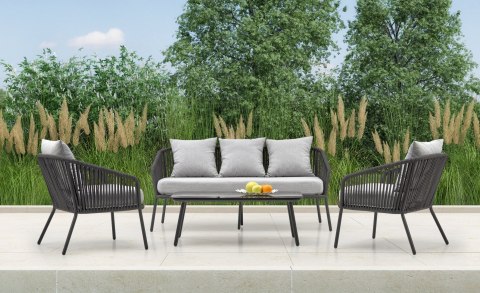 ZESTAW OGRODOWY ROCCA ( sofa + fotel 2x + ława ), ciemny popiel / jasny popiel HALMAR ZESTAW OGRODOWY ROCCA ( sofa + fotel 2x + ława ), ciemny popiel / jasny popiel HALMAR