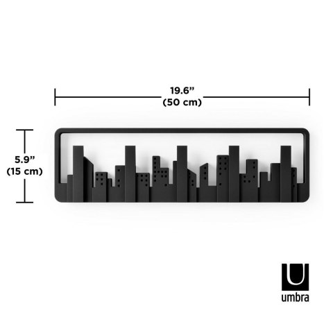 Umbra UMBRA ścienny wieszak na ubrania SKYLINE czarny przedstawia panoramę miasta Umbra UMBRA ścienny wieszak na ubrania SKYLINE czarny przedstawia panoramę miasta