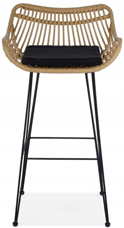 HOKER KRZESŁO BAROWE H105 HALMAR RATTAN syntetyczny NATURALNY PODUSZKA tkanina / STELAŻ STAL malowana proszkowo CZARNY HOKER KRZESŁO BAROWE H105 HALMAR RATTAN syntetyczny NATURALNY PODUSZKA tkanina / STELAŻ STAL malowana proszkowo CZARNY