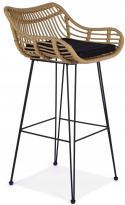 HOKER KRZESŁO BAROWE H105 HALMAR RATTAN syntetyczny NATURALNY PODUSZKA tkanina / STELAŻ STAL malowana proszkowo CZARNY HOKER KRZESŁO BAROWE H105 HALMAR RATTAN syntetyczny NATURALNY PODUSZKA tkanina / STELAŻ STAL malowana proszkowo CZARNY