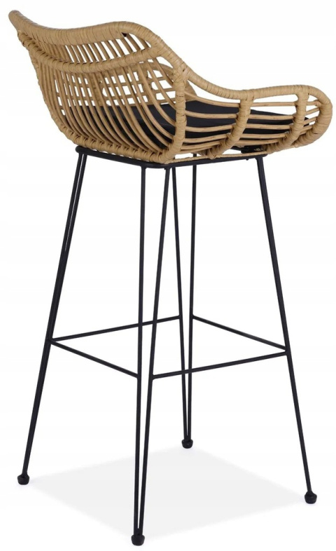 HOKER KRZESŁO BAROWE H105 HALMAR RATTAN syntetyczny NATURALNY PODUSZKA tkanina / STELAŻ STAL malowana proszkowo CZARNY HOKER KRZESŁO BAROWE H105 HALMAR RATTAN syntetyczny NATURALNY PODUSZKA tkanina / STELAŻ STAL malowana proszkowo CZARNY