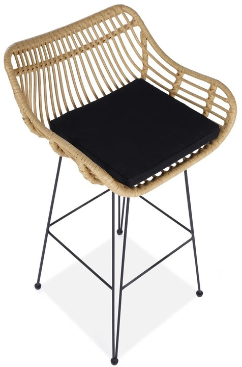 HOKER KRZESŁO BAROWE H105 HALMAR RATTAN syntetyczny NATURALNY PODUSZKA tkanina / STELAŻ STAL malowana proszkowo CZARNY HOKER KRZESŁO BAROWE H105 HALMAR RATTAN syntetyczny NATURALNY PODUSZKA tkanina / STELAŻ STAL malowana proszkowo CZARNY