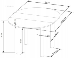 HALMAR stół RINGO okrągły płyta meblowa okleinowana kolor blat dąb craft, nogi MDF okleinowany - dąb craft (102-142x102x76 cm)