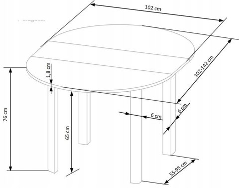 HALMAR stół RINGO okrągły płyta meblowa okleinowana kolor blat dąb craft, nogi MDF okleinowany - dąb craft (102-142x102x76 cm) HALMAR stół RINGO okrągły płyta meblowa okleinowana kolor blat dąb craft, nogi MDF okleinowany - dąb craft (102-142x102x76 cm)