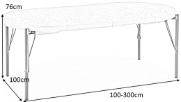 Halmar stół INFERNO rozkładany 100-300x100 blat MDF + okleina naturalna dębowa dąb naturalny nogi stal malowana proszkowo czarny