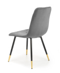Halmar K438 krzesło do jadalni pikowane popielaty, materiał: tkanina velet /nogi czarny, złoty stal malowana