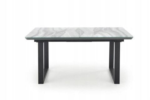 Halmar stół MARLEY rozkładany 160-200x90 blat szkło MDF lakierowany - biały marmur / popielaty, nogi stal malowana - czarny Halmar stół MARLEY rozkładany 160-200x90 blat szkło MDF lakierowany - biały marmur / popielaty, nogi stal malowana - czarny