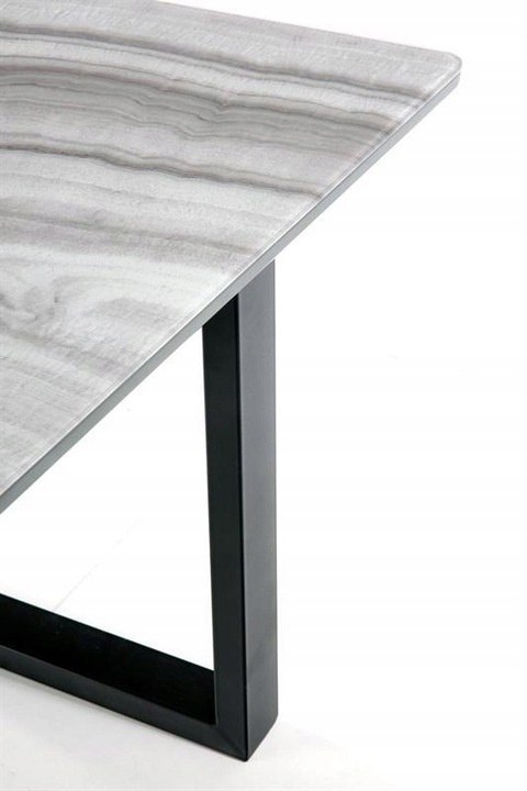 Halmar stół MARLEY rozkładany 160-200x90 blat szkło MDF lakierowany - biały marmur / popielaty, nogi stal malowana - czarny Halmar stół MARLEY rozkładany 160-200x90 blat szkło MDF lakierowany - biały marmur / popielaty, nogi stal malowana - czarny
