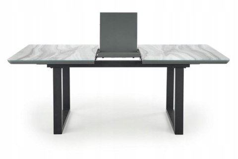 Halmar stół MARLEY rozkładany 160-200x90 blat szkło MDF lakierowany - biały marmur / popielaty, nogi stal malowana - czarny Halmar stół MARLEY rozkładany 160-200x90 blat szkło MDF lakierowany - biały marmur / popielaty, nogi stal malowana - czarny