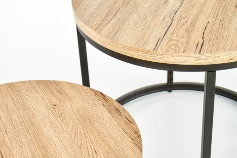ŁAWA OKRĄGŁA ZESTAW 2 szt. OREO MDF okleinowany DĄB SAN REMO / stal malowana proszkowo CZARNY fi53 Halmar ŁAWA OKRĄGŁA ZESTAW 2 szt. OREO MDF okleinowany DĄB SAN REMO / stal malowana proszkowo CZARNY fi53 Halmar