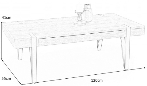 Halmar ława TULUZA prostokątna z szufladami MDF laminowany orzech miodowy / stal malowana proszkowo czarny 120x55 Halmar ława TULUZA prostokątna z szufladami MDF laminowany orzech miodowy / stal malowana proszkowo czarny 120x55