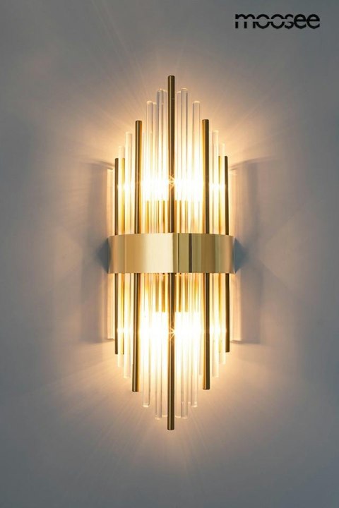 KINKIET LAMPA ŚCIENNA ARMANDO złota STAL SZKŁO 2xE14 Moosee MOOSEE do domu hotelu gabinetu restauracji KINKIET LAMPA ŚCIENNA ARMANDO złota STAL SZKŁO 2xE14 Moosee MOOSEE do domu hotelu gabinetu restauracji