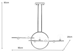 LAMPA WISZĄCA ALURE LINE TWIN 90 metal CZARNA standartowe KLOSZE G9 połączone z obręczą LED szkło TRANSPARENTNE Moosee MOOSEE