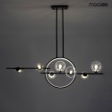 LAMPA WISZĄCA ALURE LINE TWIN 90 metal CZARNA standartowe KLOSZE G9 połączone z obręczą LED szkło TRANSPARENTNE Moosee MOOSEE