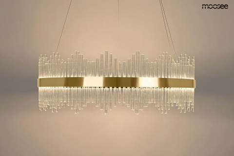 LAMPA WISZĄCA LED FLORENS 80 metalowa ZŁOTA światło skierowane w górę i w dół SZKŁO TRANSPARENTNE Moosee MOOSEE LAMPA WISZĄCA LED FLORENS 80 metalowa ZŁOTA światło skierowane w górę i w dół SZKŁO TRANSPARENTNE Moosee MOOSEE