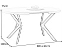 HALMAR stół PERONI rozkładany 100-250x100 płyta meblowa okleinowana biały marmur - stelaż czarny stal malowana proszkowo HALMAR stół PERONI rozkładany 100-250x100 płyta meblowa okleinowana biały marmur - stelaż czarny stal malowana proszkowo