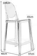 D2.DESIGN Hoker Stołek barowy Viki transparentny 66cm tworzywo stabilny lekki i wygodny D2.DESIGN Hoker Stołek barowy Viki transparentny 66cm tworzywo stabilny lekki i wygodny