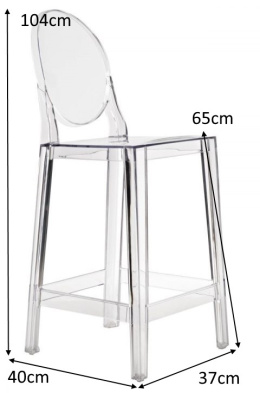 D2.DESIGN Hoker Stołek barowy Viki transparentny 66cm tworzywo stabilny lekki i wygodny