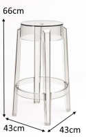 HOKER STOŁEK BAROWY niski Duch D2.DESIGN SZARY TRANSPARENTNY 66cm TWORZYWO lekki i wygodny HOKER STOŁEK BAROWY niski Duch D2.DESIGN SZARY TRANSPARENTNY 66cm TWORZYWO lekki i wygodny