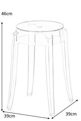 STOŁEK TABORET Duch D2.DESIGN TRANSPARENTNY 46cm TWORZYWO stabilny i wygodny