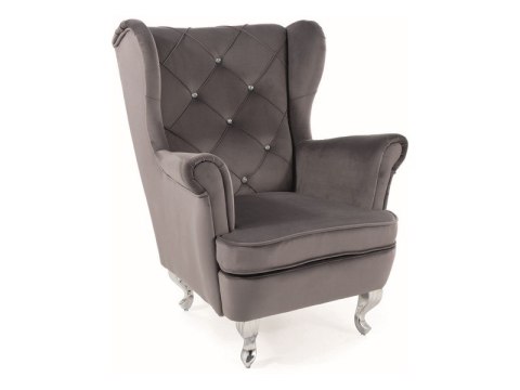 FOTELIK DZIECIĘCY LILI VELVET SZARY BLUVEL 14 / SREBRNY FOTELIK DZIECIĘCY LILI VELVET SZARY BLUVEL 14 / SREBRNY