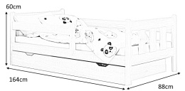 Halmar łóżko MARINELLA dziecięce / młodzieżowe biały lite drewno sosnowe lakierowane z wysuwaną szufladą na pościel