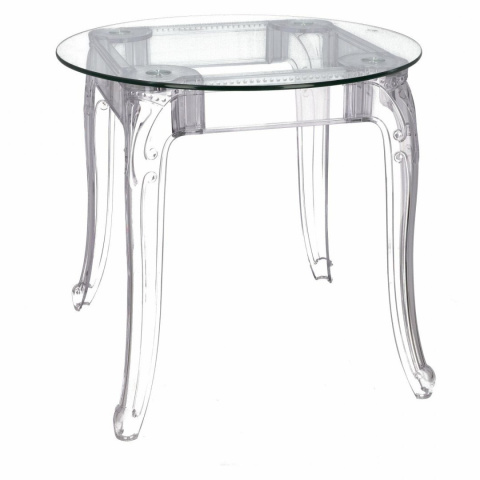 Intesi Stół Ghost 80cm transparentny okrągły blat szklany, bogato zdobiony stelaż tworzywo Intesi Stół Ghost 80cm transparentny okrągły blat szklany, bogato zdobiony stelaż tworzywo
