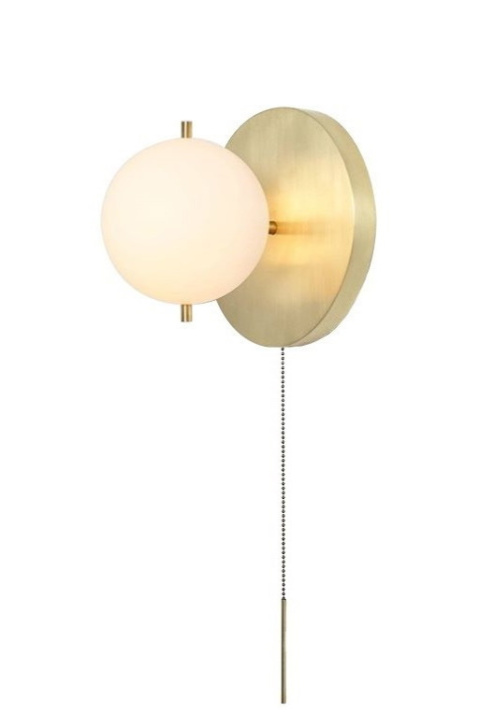 King Home Kinkiet Lampa ścienna ORO złota metal kulisty klosz szkło mleczny 1xG9 King Home Kinkiet Lampa ścienna ORO złota metal kulisty klosz szkło mleczny 1xG9