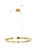 MOOSEE Lampa wisząca RING 70 złota - LED chromowany metal osłona mleczne tworzywo okrągły kształt zapewnia optymalne oświetlenie