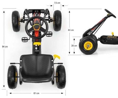 Milly Mally Gokart na pedały Pojazd Jeździk Thor Black Czarny metal regulowana odległość fotela od kierownicy hamulec 3-8 lat Milly Mally Gokart na pedały Pojazd Jeździk Thor Black Czarny metal regulowana odległość fotela od kierownicy hamulec 3-8 lat