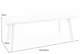 SIGNAL STÓŁ FRESNO PROSTOKĄTNY ROZKŁADANY BLAT MDF +OKLEINA DĄB ARTISAN /CZARNY MAT STELAŻ METALOWY 150(210)X90