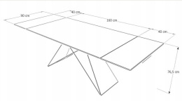 SIGNAL STÓŁ ROZKŁADANY WESTIN CERAMIC SZKŁO HARTOWANE + WŁOSKA CERAMIKA BRĄZ EFEKT DREWNA / STELAŻ METAL CZARNY MAT (160-240)X90