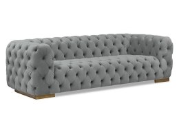 SOFA KANAPA TAPICEROWANA TKANINA VELVET SZARY TAP.199 METAL ZŁOTY CHESTER 3 SIGNAL DO SALONU POKOJU HOTELOWEGO LOBBY