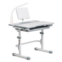 Fun Desk Fressia Grey z lampką - Regulowane biurko z szufladą Cubby Biały/Szary Fun Desk Fressia Grey z lampką - Regulowane biurko z szufladą Cubby Biały/Szary