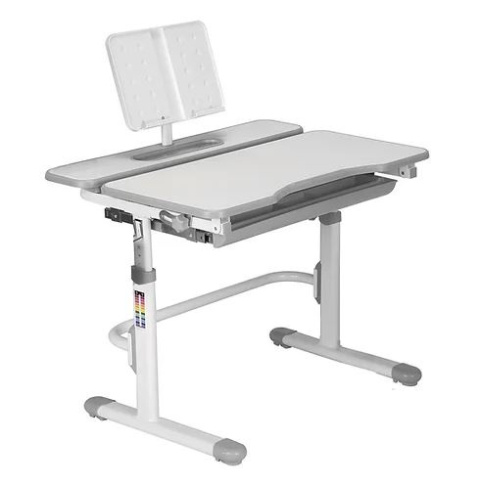 Fun Desk Fressia Grey z lampką - Regulowane biurko z szufladą Cubby Biały/Szary Fun Desk Fressia Grey z lampką - Regulowane biurko z szufladą Cubby Biały/Szary